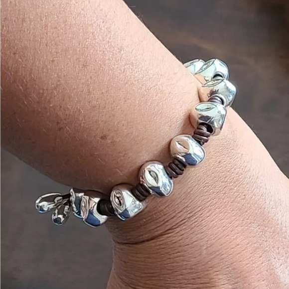 COFFEE BEANS • Boho Bracelet • Silver plated with brown leather - Picture 6 of 10